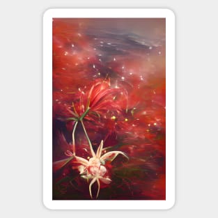 Red Spider Lily Lycoris Radiata Mystical Art Style Sticker